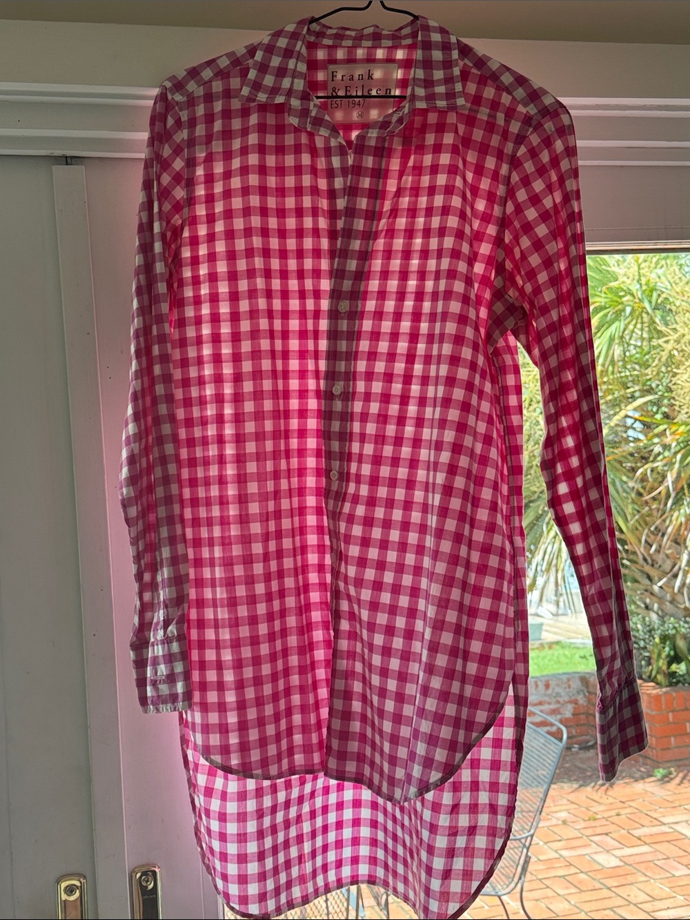 Frank & Eileen Pink and White Gingham Shirt - Classic Button Blouse